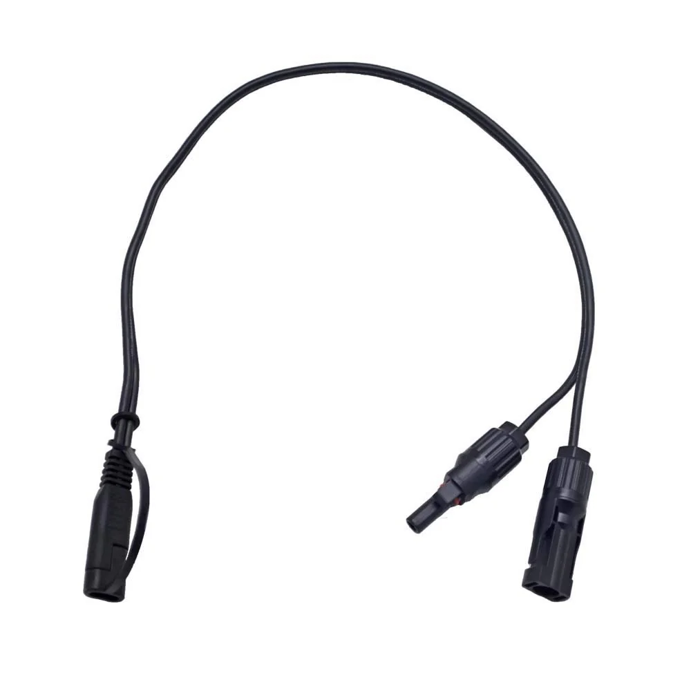 MC4 to SAE Solar Adapter Cable with MC4 solar connectors and SAE quick plug for RV solar panels, portable solar kits and battery charging systems.