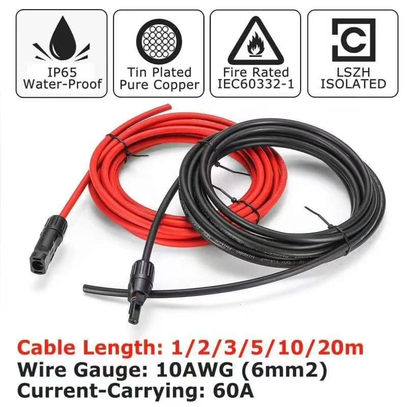 10mm² solar PV cable with MC4 connector