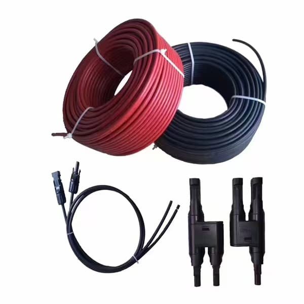Red and black solar extension cable with MC4 connectors