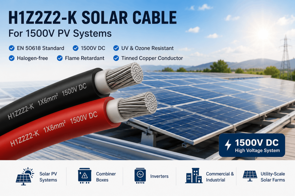 H1Z2Z2-K solar cable for 1500V PV systems