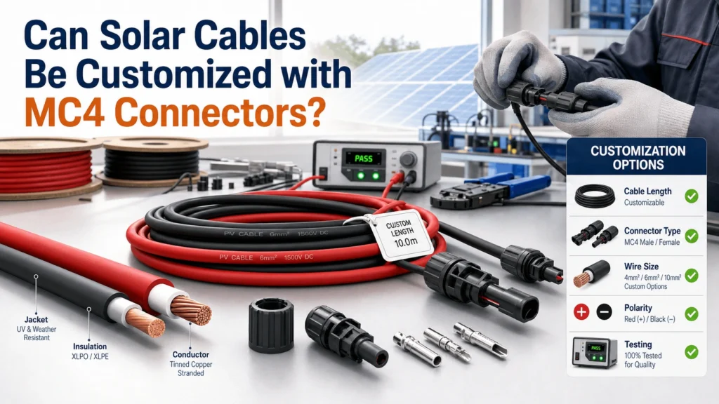 Custom 4mm² and 6mm² solar cable assemblies with MC4 connectors