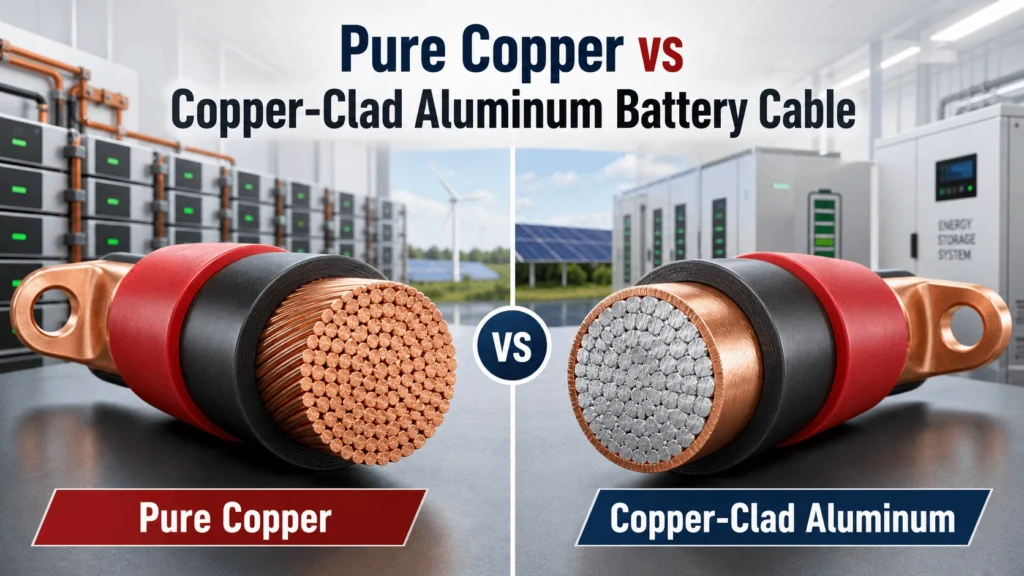 Pure copper vs copper-clad aluminum battery cable comparison for energy storage systems